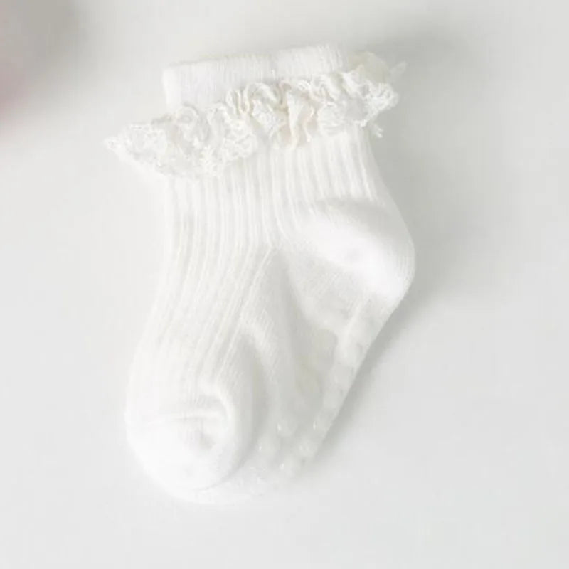 4 Pairs/Set New Baby Non-Slip Cotton Socks – Solid Color Autumn & Winter Footwear for Children"