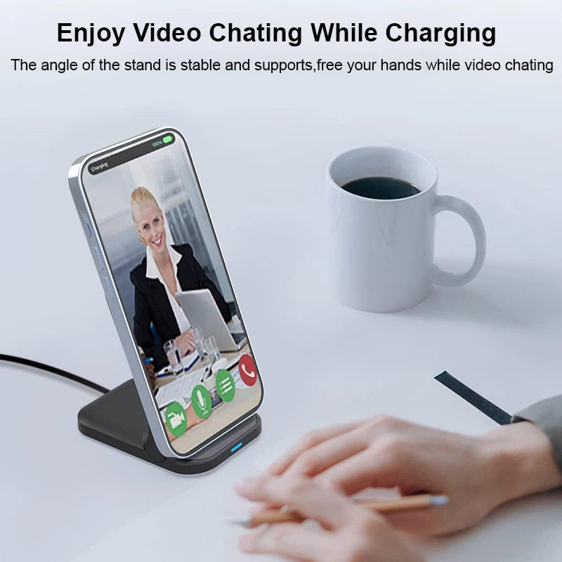 Wireless Charger Stand Foldable Induction Fast Charging Station for iPhone 14 15 Pro Max Samsung Galaxy S24 S23 Folding Charger