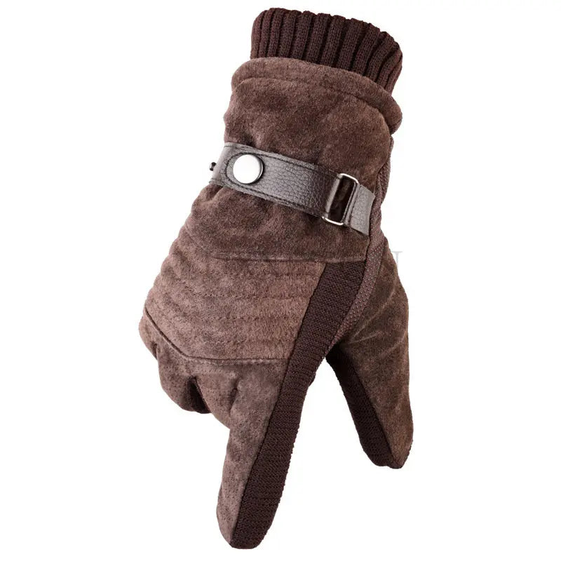 Men's Leather Gloves – Real Pigskin Winter Gloves, Warm and Thick for Driving, Skiing, and Outdoor Activities, Russia-Style Guantes Luvas