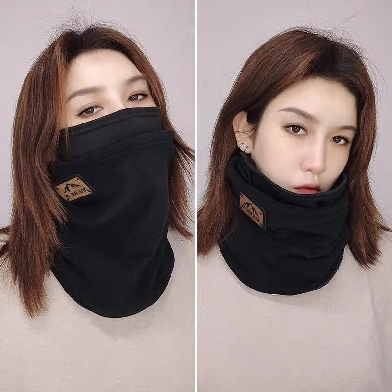 Korean Style Portable Windproof Neck Cover Winter Keep Warm Neck Guard Ear Hanging Scarf Double Layered Long Cycling Face Mask