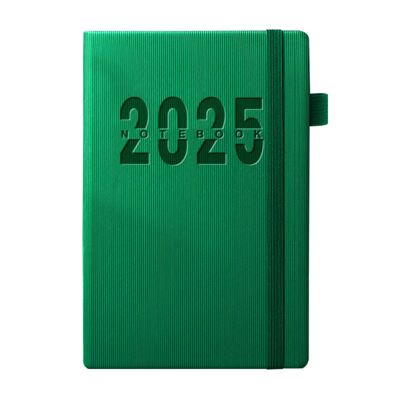 2025 English Calendar Notebooks Vertical Leather Cover Color Month Index Planner Elastic Strap A5 Agenda Office School Supplies