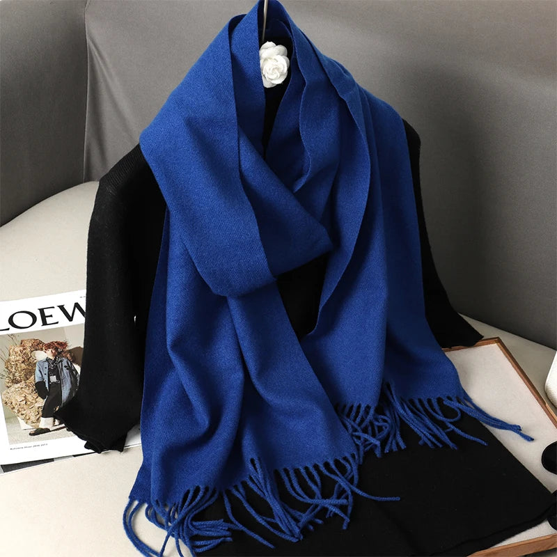 New 62 Color Winter Scarf For Women Long Warm Cashmere Scarves Hijab Solid Lady Shawl Wrap Female Pashmina Bandana Head Scarfs