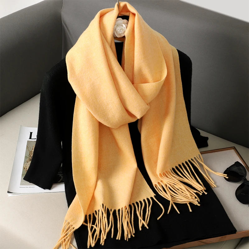 New 62 Color Winter Scarf For Women Long Warm Cashmere Scarves Hijab Solid Lady Shawl Wrap Female Pashmina Bandana Head Scarfs