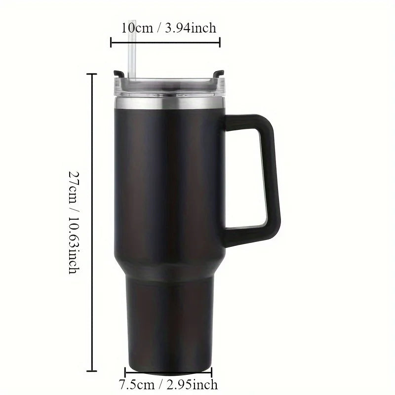 40 oz Stainless Steel Insulated Water Bottle With Handle Drinking Cups Keeps Cold Tumbler With Lid Straw Mug for Summer Outdoor