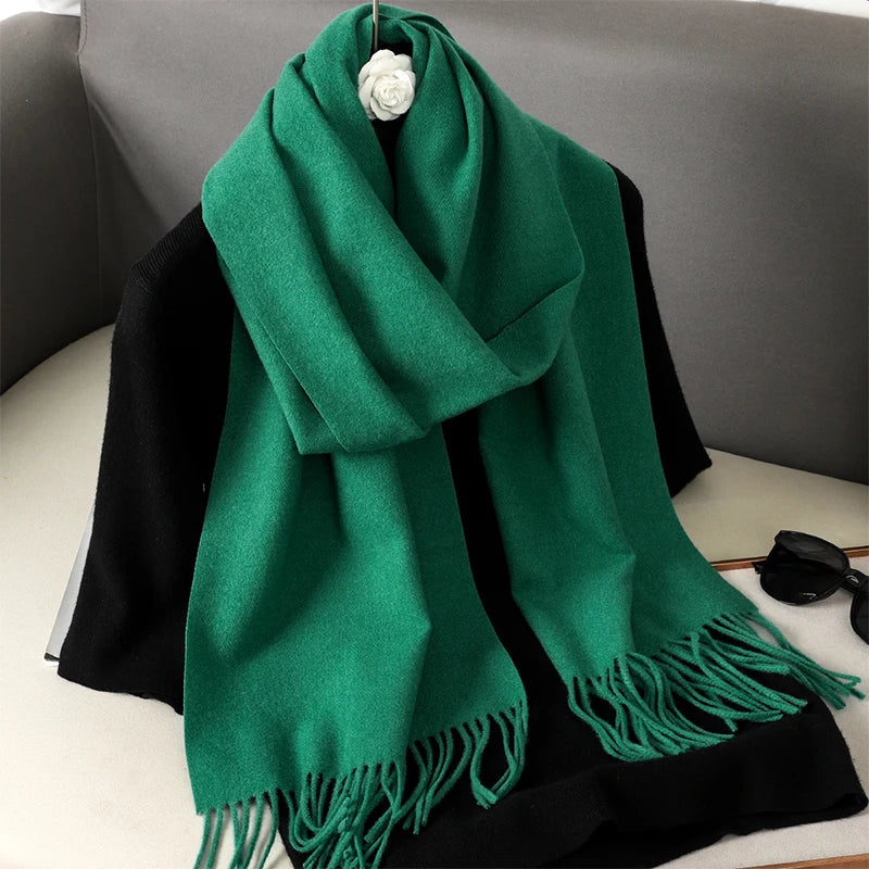 New 62 Color Winter Scarf For Women Long Warm Cashmere Scarves Hijab Solid Lady Shawl Wrap Female Pashmina Bandana Head Scarfs