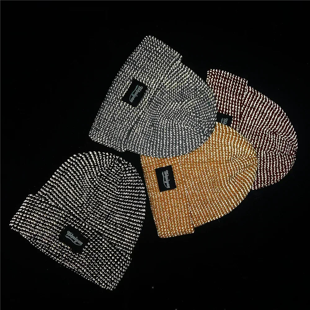 TOHUIYAN Reflective Knitted Hats Magical High Visibility Winter Warm Caps Women Men Bonnet Beanie Hat for Night Running Walking