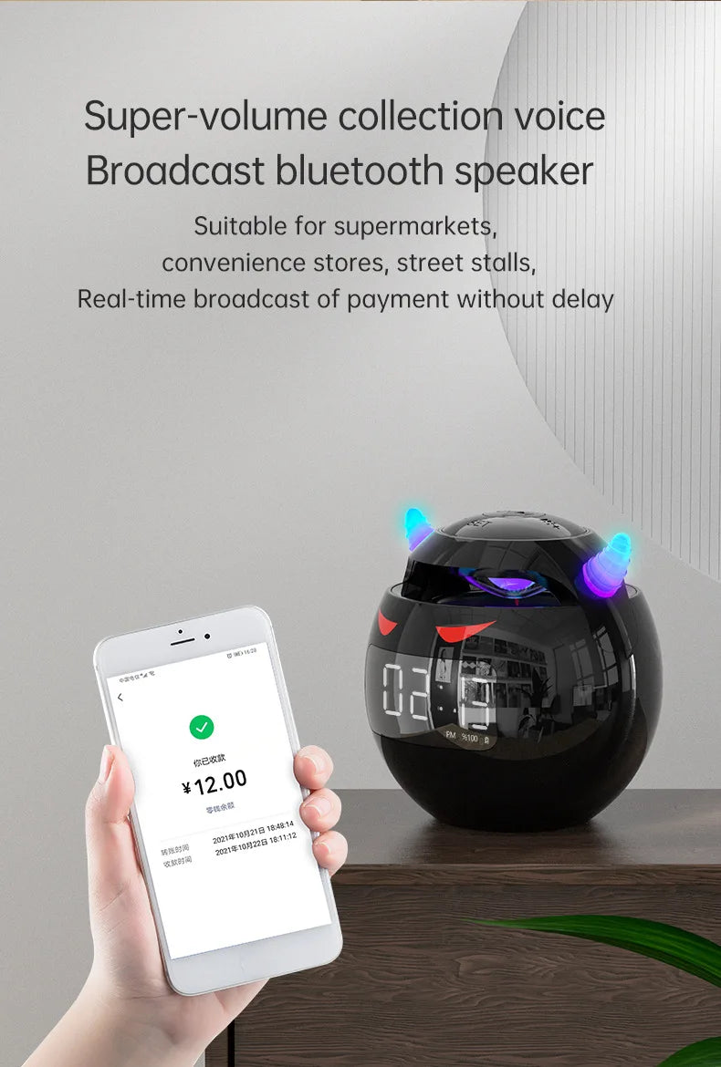 Little Devil Bluetooth Speaker Hifi Smart Voice Speaker Alarm Clock Stereo Mini Subwoofer Outdoor Pluggable Sd Card caixa de som
