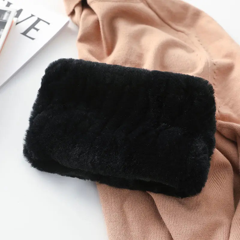 Hot Sale Brand Women Real Rex Rabbit Fur Scarf Girls Warm Soft Knitted Good Elastic Rabbit Fur Headband Natural Fur Ring Scarves