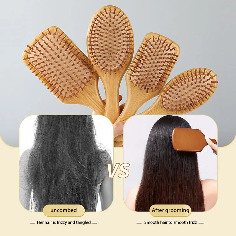 Wood Comb Professional Healthy Paddle Cushion Hair Loss Massage Brush Hairbrush Comb Scalp Hair Care Healthy bamboo comb