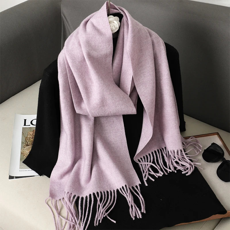 New 62 Color Winter Scarf For Women Long Warm Cashmere Scarves Hijab Solid Lady Shawl Wrap Female Pashmina Bandana Head Scarfs