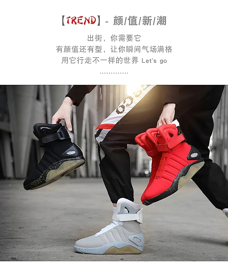 UncleJerry Men Boots Back To Future Adult USB Charging LED Shoes with Remote Control for Men and Women Boots for Party Mag 2024