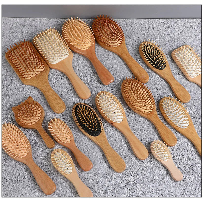 Wood Comb Professional Healthy Paddle Cushion Hair Loss Massage Brush Hairbrush Comb Scalp Hair Care Healthy bamboo comb