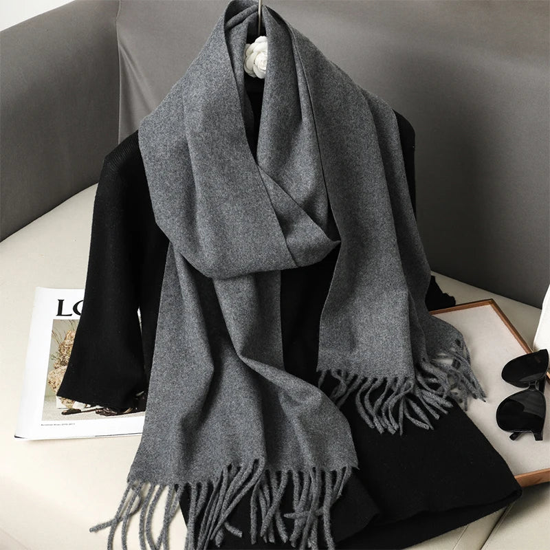 New 62 Color Winter Scarf For Women Long Warm Cashmere Scarves Hijab Solid Lady Shawl Wrap Female Pashmina Bandana Head Scarfs