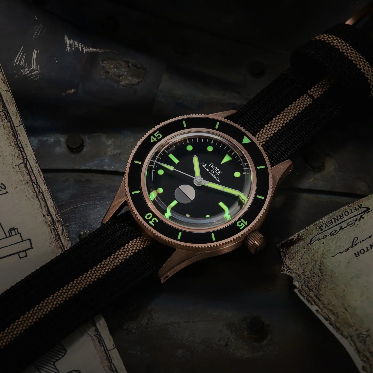 THORN 50 Fathom Watch CUSN8 Tin Bronze Non-radiation NH35 Automatic Mechanical Movement Sapphire Crystal 200M 40MM Diving Watch