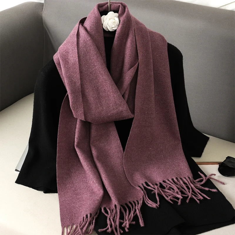 New 62 Color Winter Scarf For Women Long Warm Cashmere Scarves Hijab Solid Lady Shawl Wrap Female Pashmina Bandana Head Scarfs