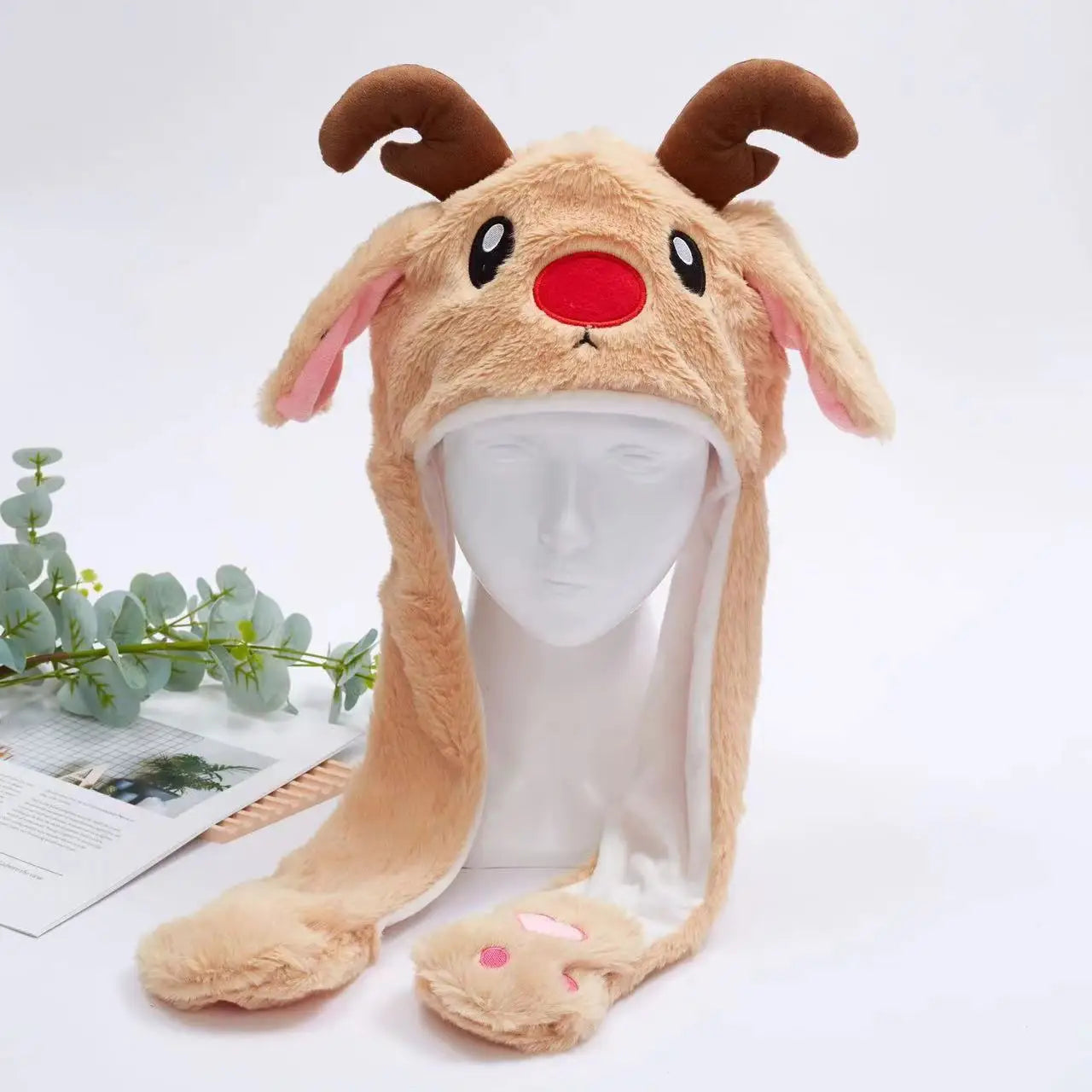 Cartoon High Quality New Capybara Plush Hat Scarf Gloves 3-in-1 Elk Creative Super Soft Warm Christmas Gift For Boys And Girls