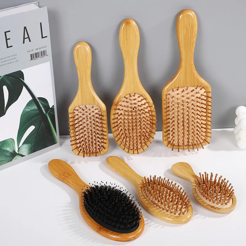 Wood Comb Professional Healthy Paddle Cushion Hair Loss Massage Brush Hairbrush Comb Scalp Hair Care Healthy bamboo comb