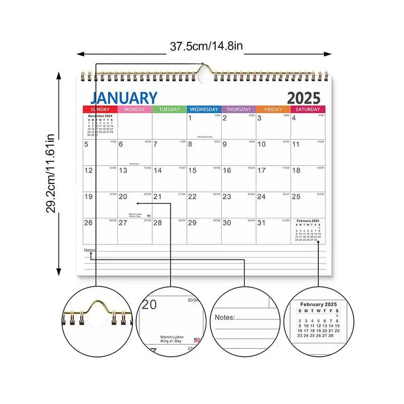 2025-2026 Calendar Wall Calendar Large Block 18 Month 2025 Calendar Annual Yearly Planner With Dates & Notes Jan 2025-Jun 2026