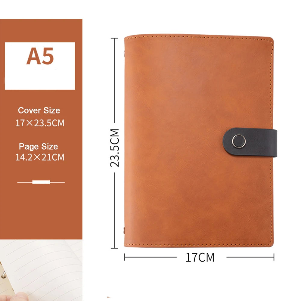 Customizable A5 Soft Leather Loose-leaf Notepad, Student Subject Notebook, Buckle Diary, and Work Meeting Minutes – Logo Engraving Available