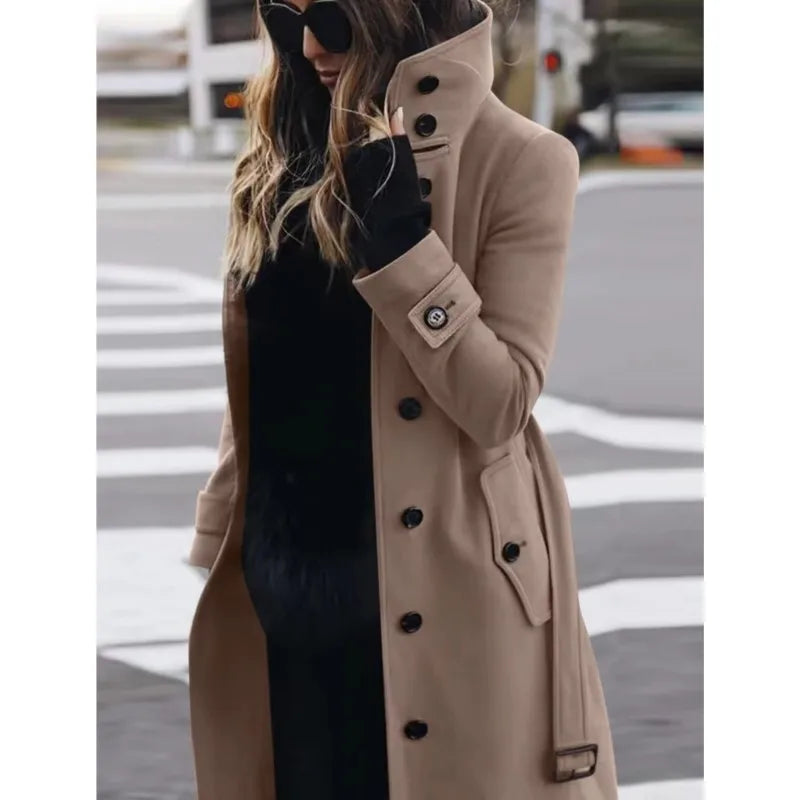 Women's Coat Outerwears Autumn Winter Warm Female Jackets Single Breasted Turn-down Collar Single Breasted Women's Clothes New