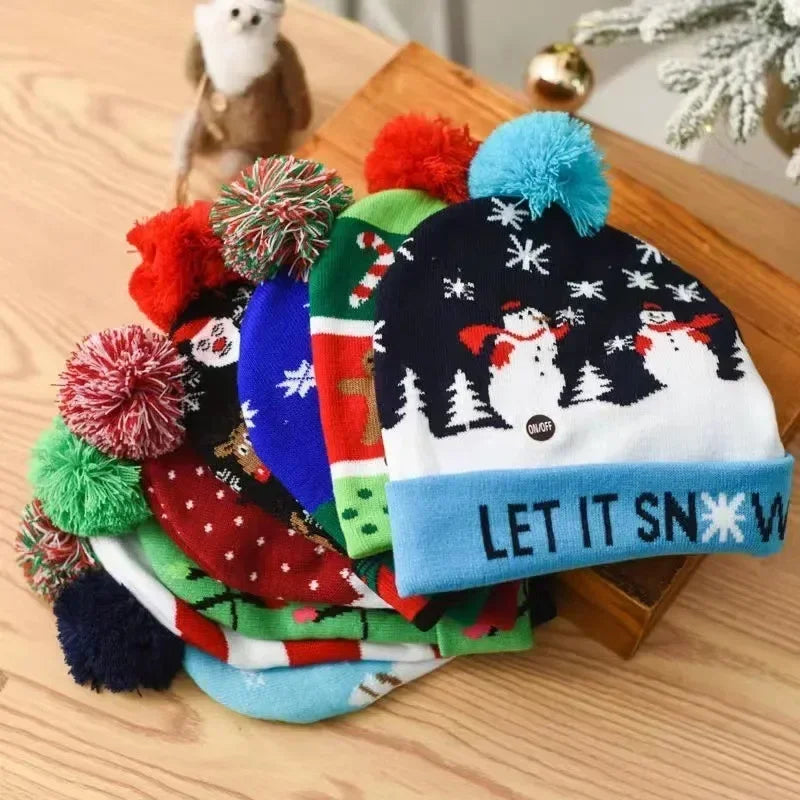 Christmas LED Snowman Hat – Creative Flashing Knitted Cap with LED Lights, Perfect for Xmas Parties and Winter Celebrations, Great Christmas Gift