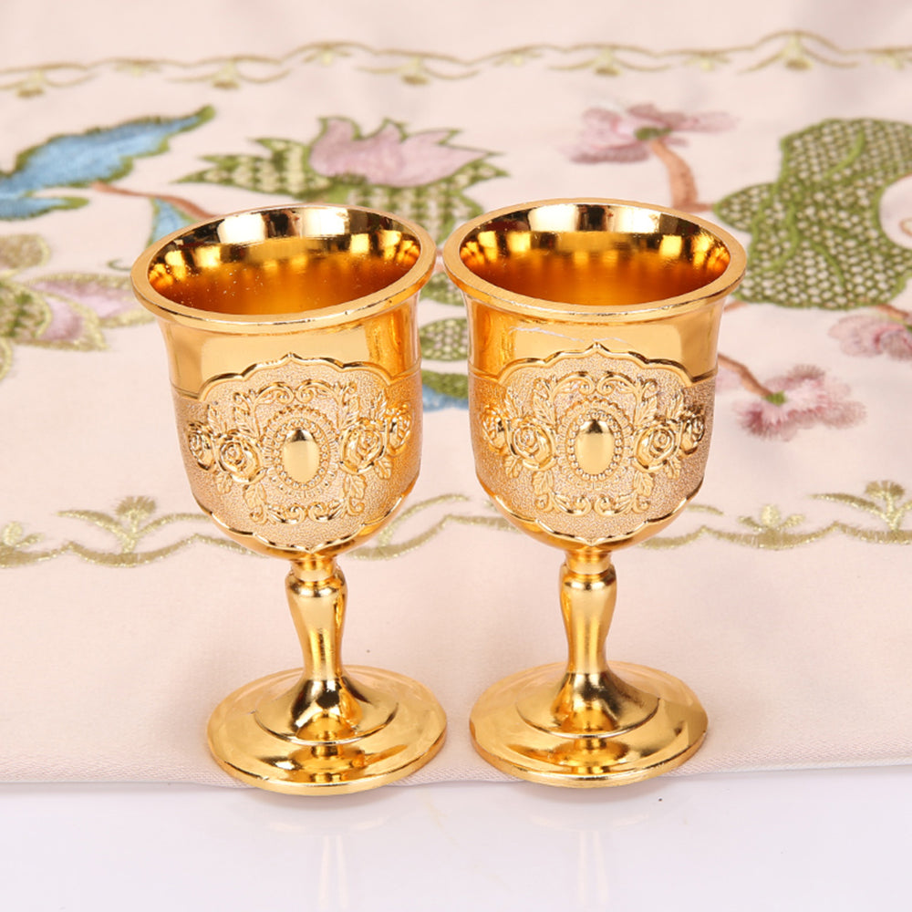 Vintage Palace White Wine Glass Engraved Flower Pattern Goblet Wineglass Bar Metal Wine Glass Champagne Cocktail Drinking Cup