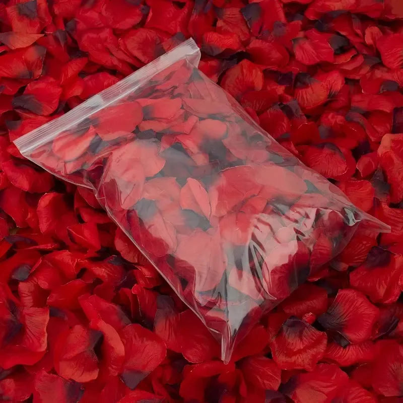 Red Silk Fake Rose Petals (100/10,000pcs) – Artificial Flower Petals for Valentine’s Day, Weddings, and Romantic Party Decor