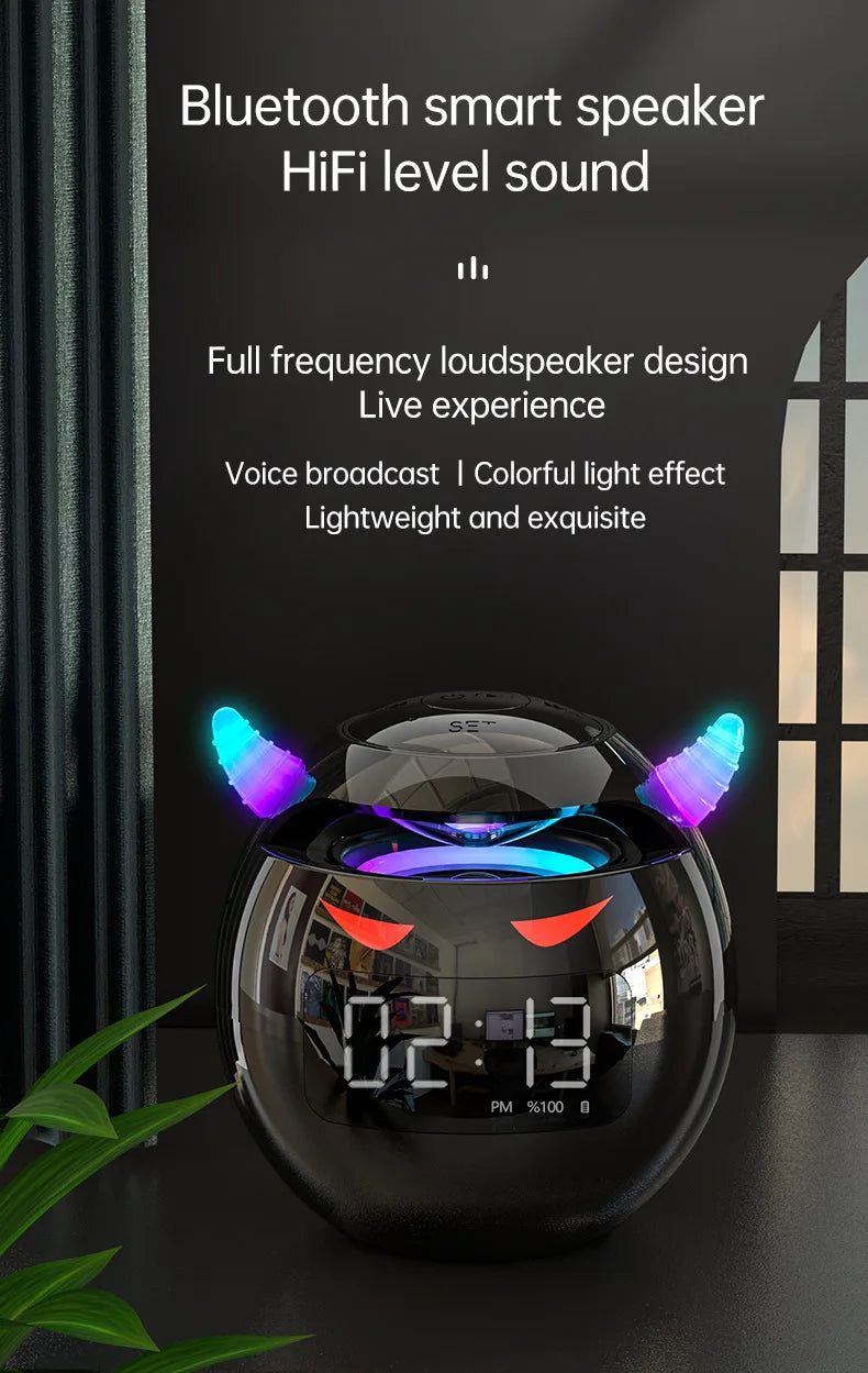 Little Devil Bluetooth Speaker Hifi Smart Voice Speaker Alarm Clock Stereo Mini Subwoofer Outdoor Pluggable Sd Card caixa de som