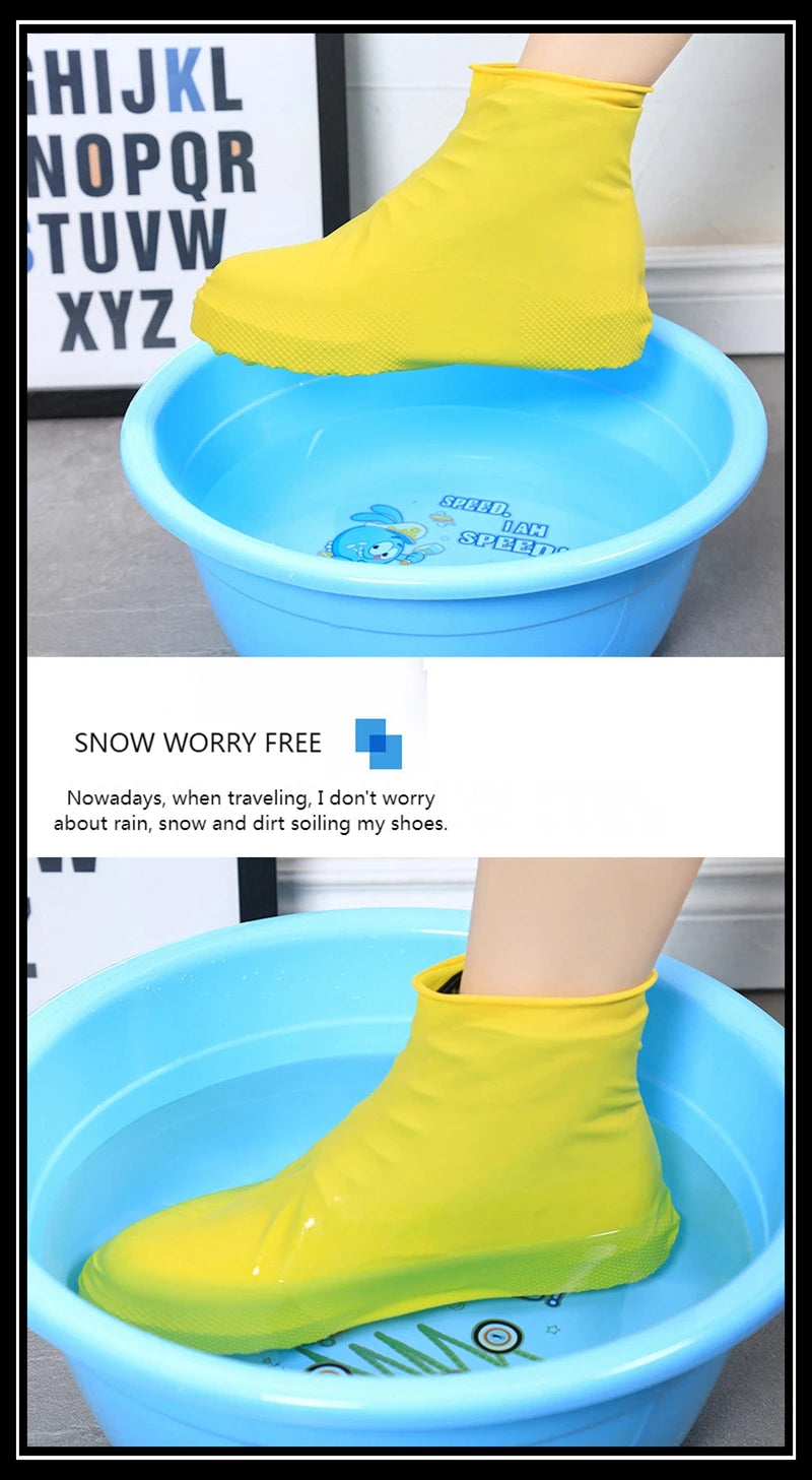 Rain Boots Waterproof Shoes Cover Silicone Unisex Outdoor Waterproof Non-Slip Non-slip Wear-Resistant Reusable Shoe Cover