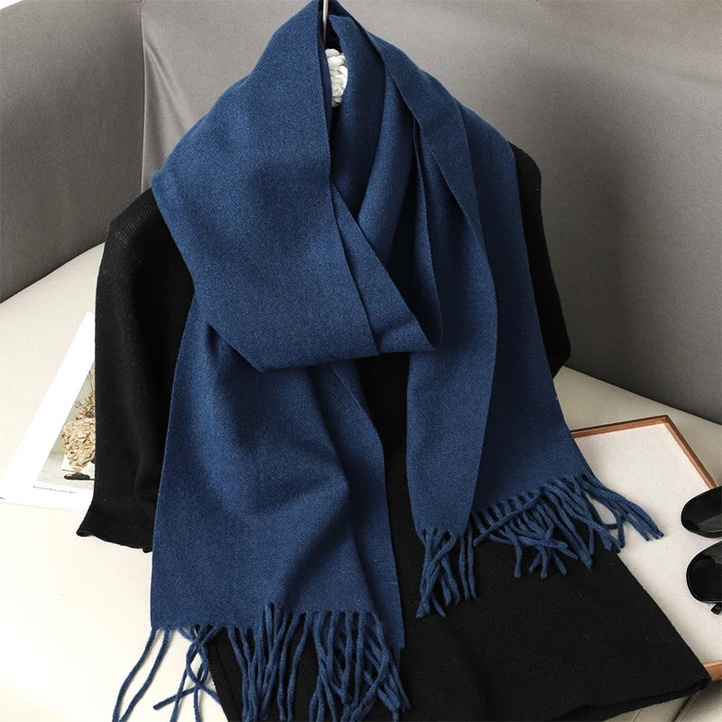 New 62 Color Winter Scarf For Women Long Warm Cashmere Scarves Hijab Solid Lady Shawl Wrap Female Pashmina Bandana Head Scarfs