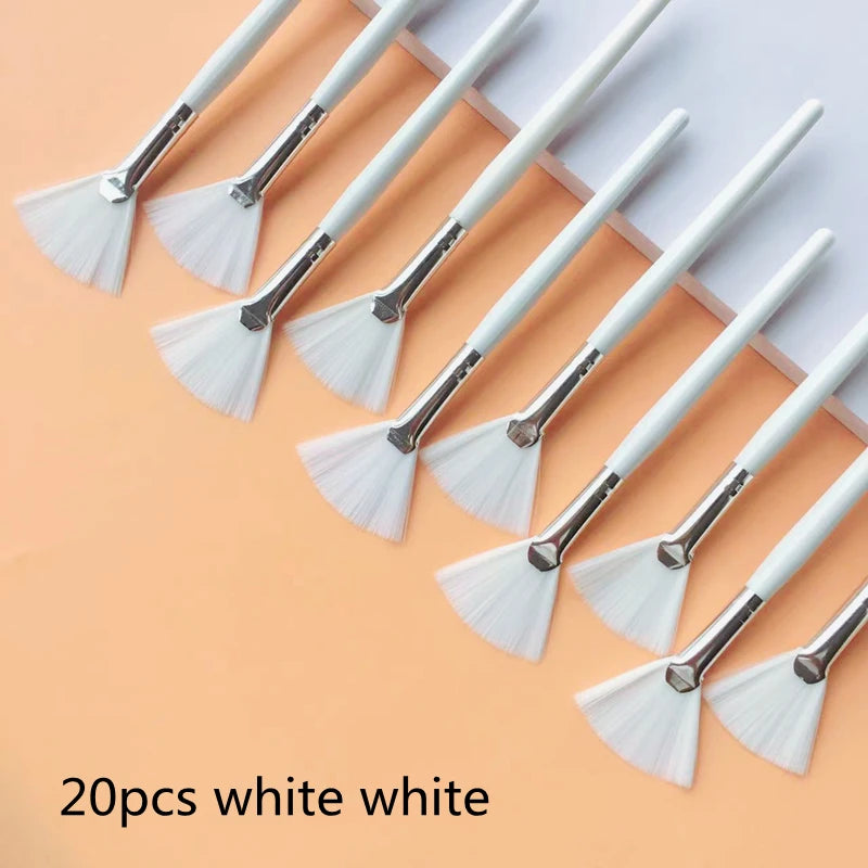 Fan Shape Makeup Brushes Set (10/20/50pcs) – Multifunctional Foundation, Facial Mask, and Essential Oil Brushes for Women