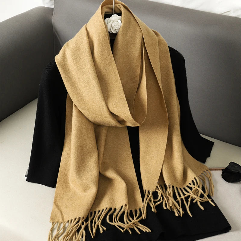 New 62 Color Winter Scarf For Women Long Warm Cashmere Scarves Hijab Solid Lady Shawl Wrap Female Pashmina Bandana Head Scarfs