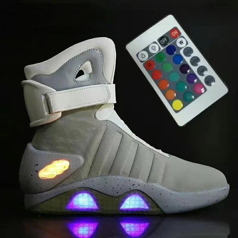 UncleJerry Men Boots Back To Future Adult USB Charging LED Shoes with Remote Control for Men and Women Boots for Party Mag 2024