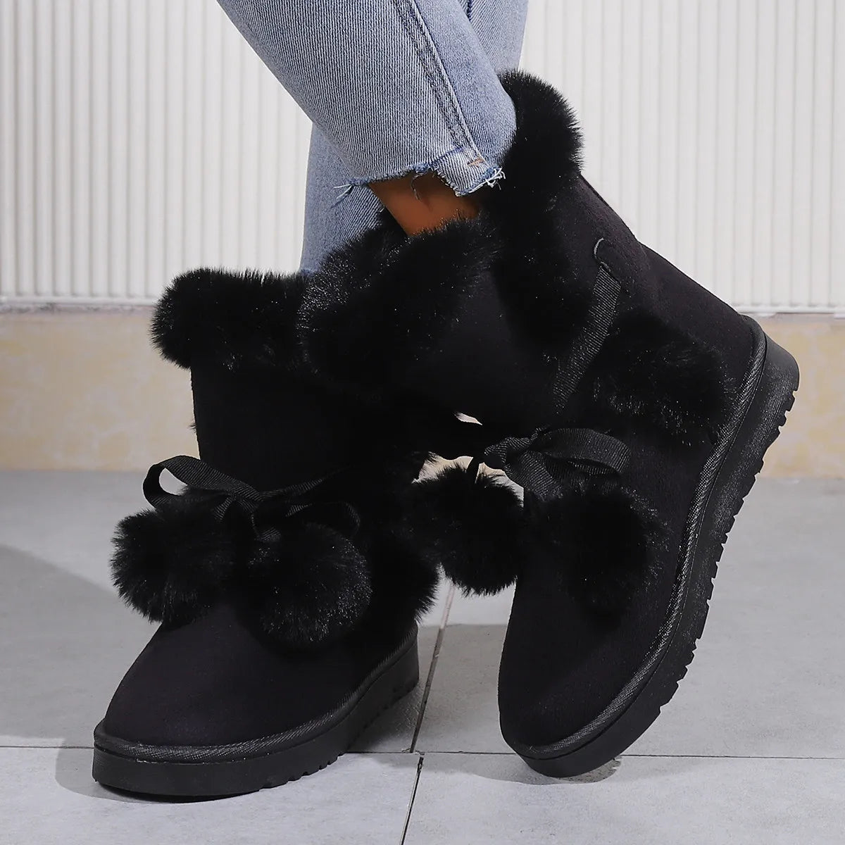 Women Boots 2024 New Winter Pompom Boots Women Plus Velvet Warm Soft Sole Snow Boots Indoor Walking Shoes Women Zapatos De Mujer