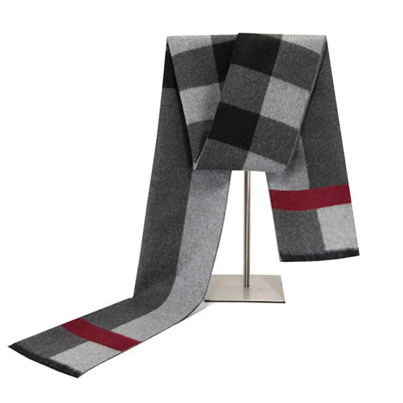 Fashion Men Scarves Luxury Plaid Autumn Winter Pashmina Neckerchief Thicken Warm Imitation Cashmere Men's Business Long Wraps