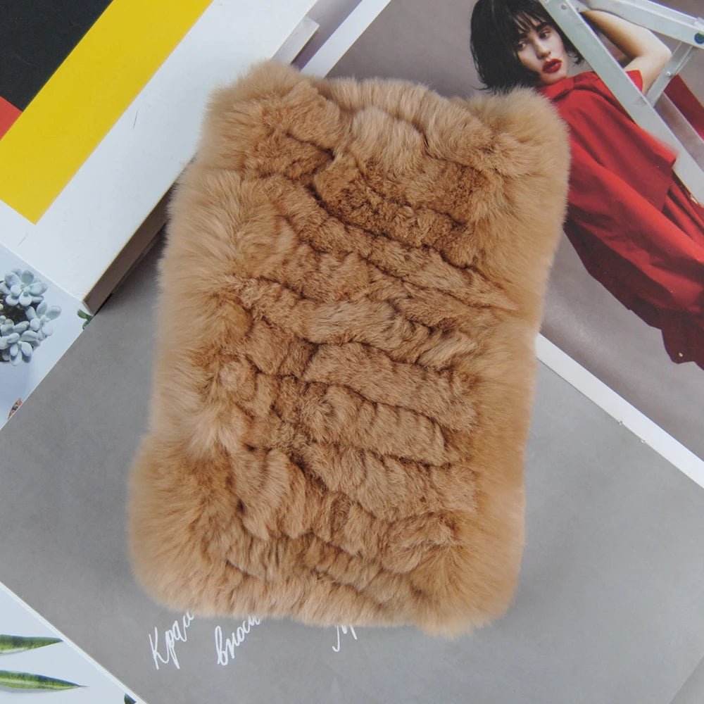 Hot Sale Brand Women Real Rex Rabbit Fur Scarf Girls Warm Soft Knitted Good Elastic Rabbit Fur Headband Natural Fur Ring Scarves