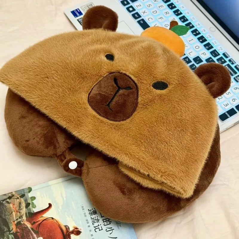 Cartoon High Quality New Capybara Plush Hat Scarf Gloves 3-in-1 Elk Creative Super Soft Warm Christmas Gift For Boys And Girls