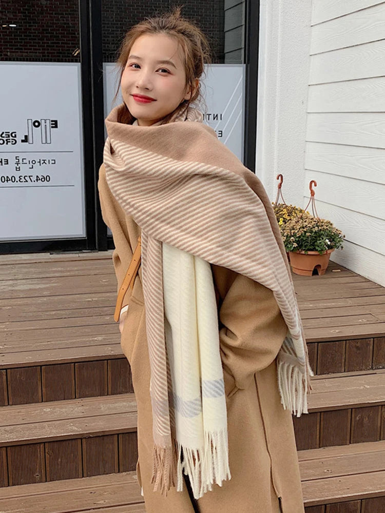 New 2023 Women Scarf Autumn Winter Vintage Preppy Style Plaid Wrap Scarve Pashmina Mujer Femme Foulard Bufanda Shawl Unisex Men