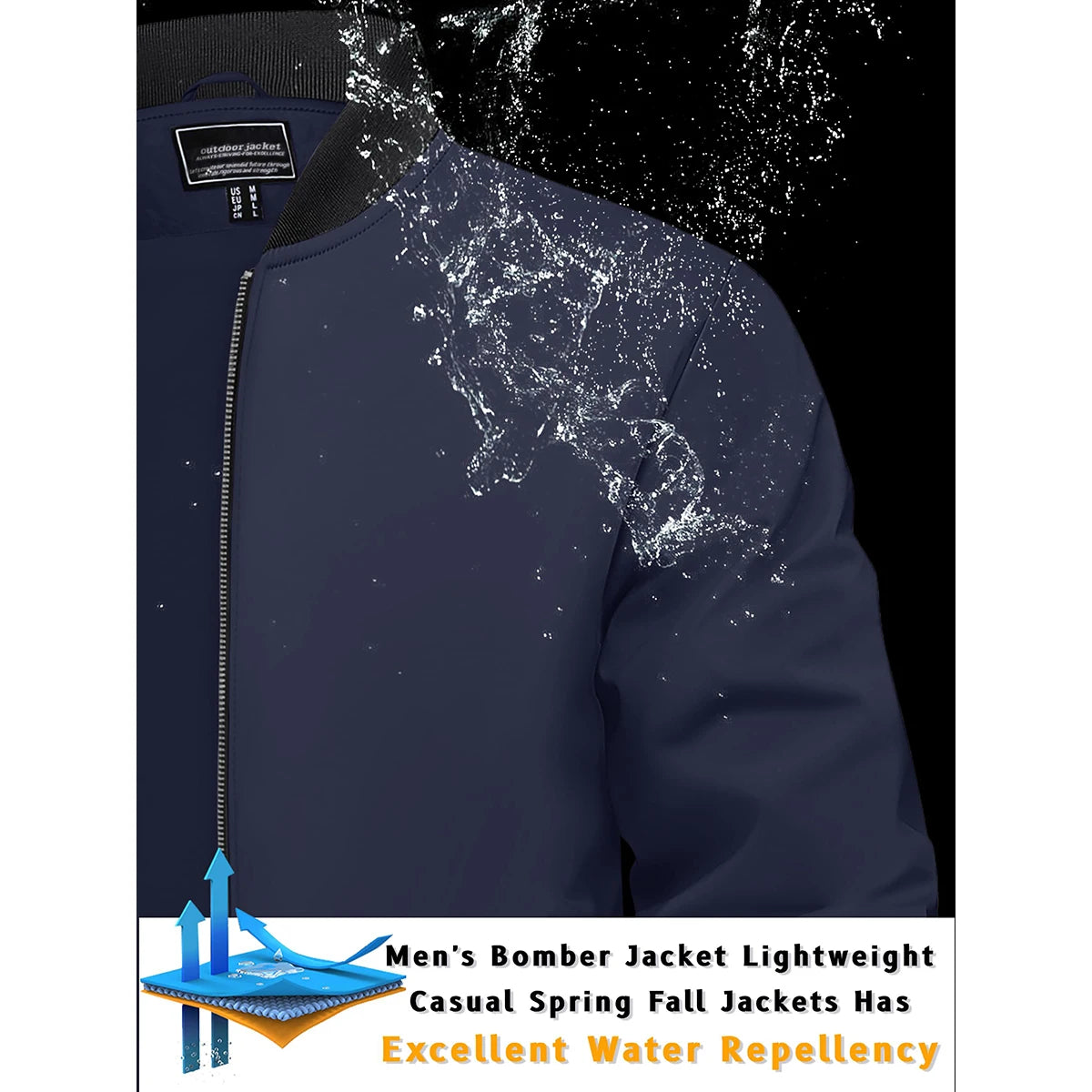 TACVASEN Men’s Varsity Bomber Jacket – Lightweight, Windproof & Waterproof Fall Outerwear for Outdoor & Casual Wear