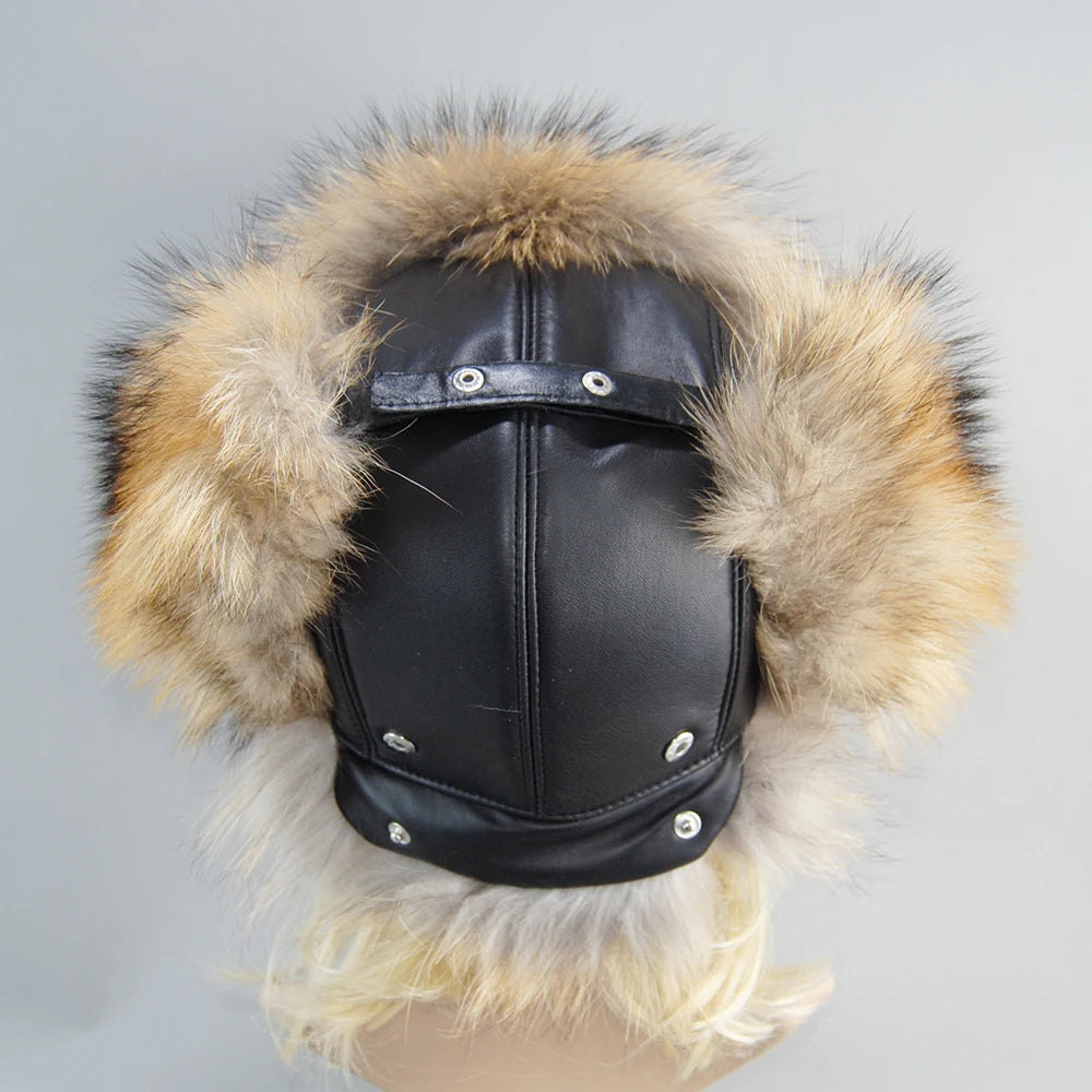 2024 Winter Women's Genuine Fox Fur Hat – 100% Natural Leather Cap with Soft, Warm, and Stylish Russian Fox Fur Bomber Hat for Casual Wear"