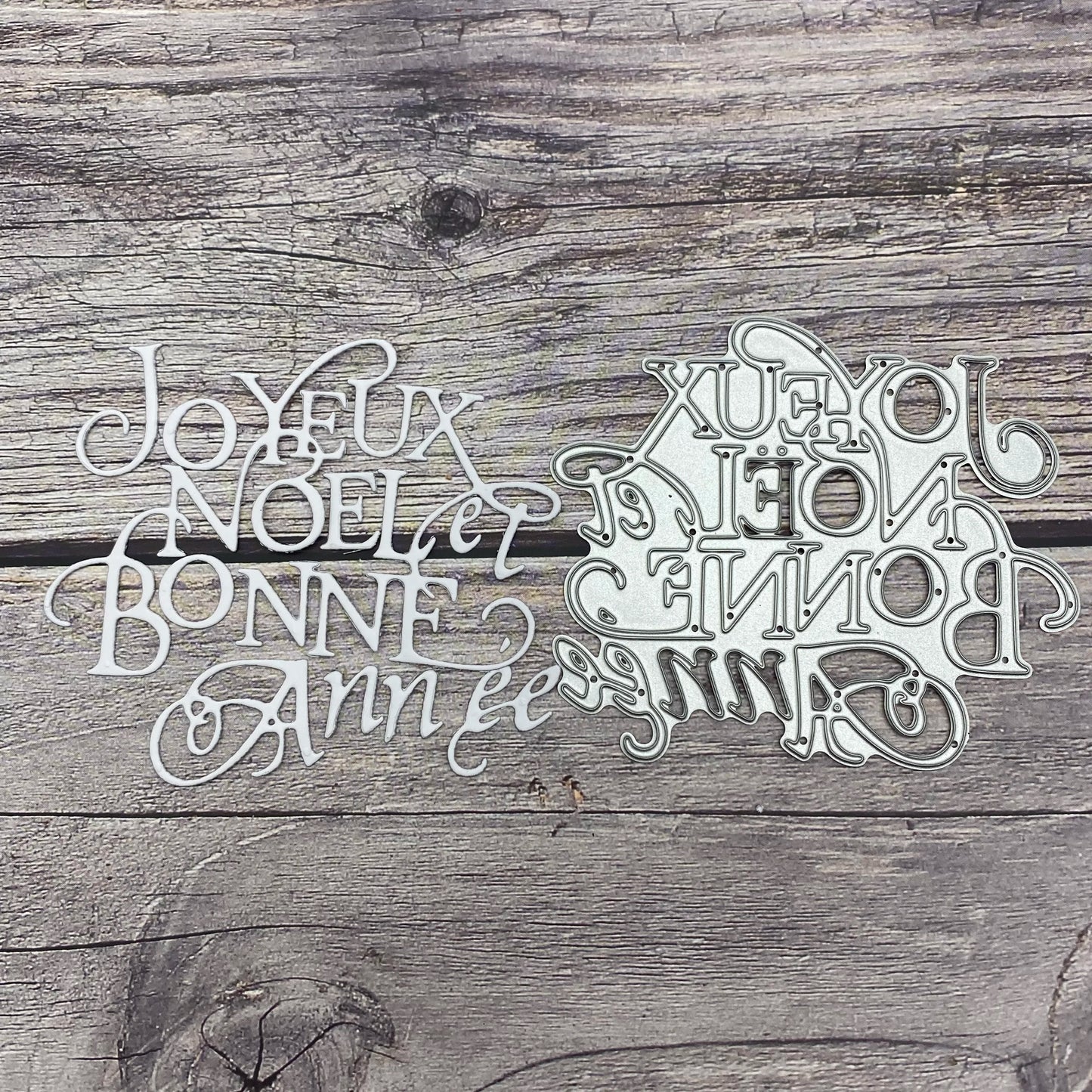 French Words 'Joyeuses Fêtes', 'Joyeux Noël', and 'Bonne Année' Metal Cutting Dies – Perfect for Greeting Card Making, Scrapbooking, and DIY Gifts, 2024 New