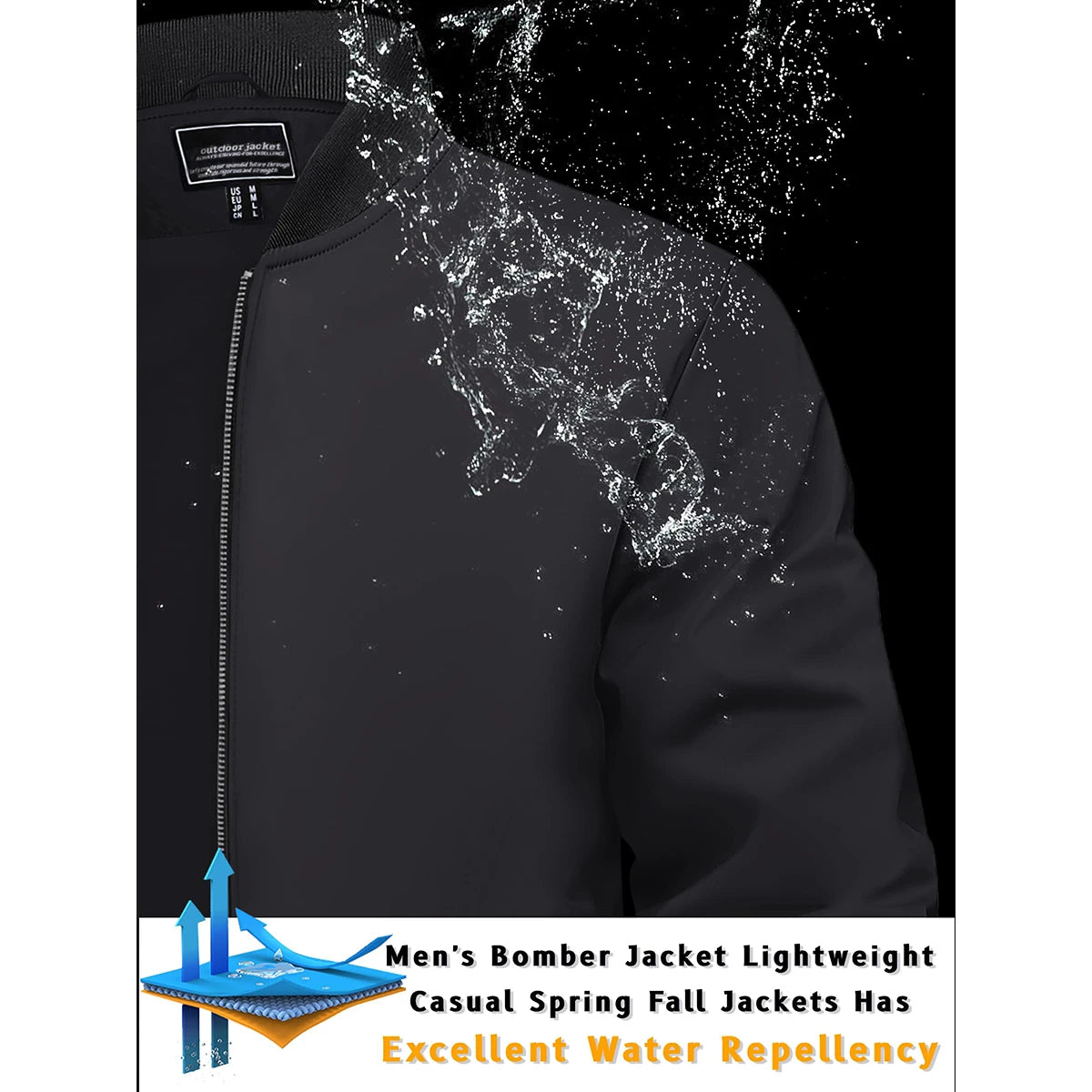 TACVASEN Men’s Varsity Bomber Jacket – Lightweight, Windproof & Waterproof Fall Outerwear for Outdoor & Casual Wear