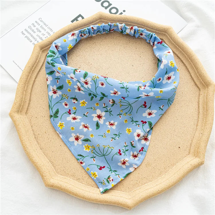 2022 Summer Vintage Print Flower Beach Bandana Hair Scarf Fashion Elastic Rubber Headbands for Women Girl Hair Accessories