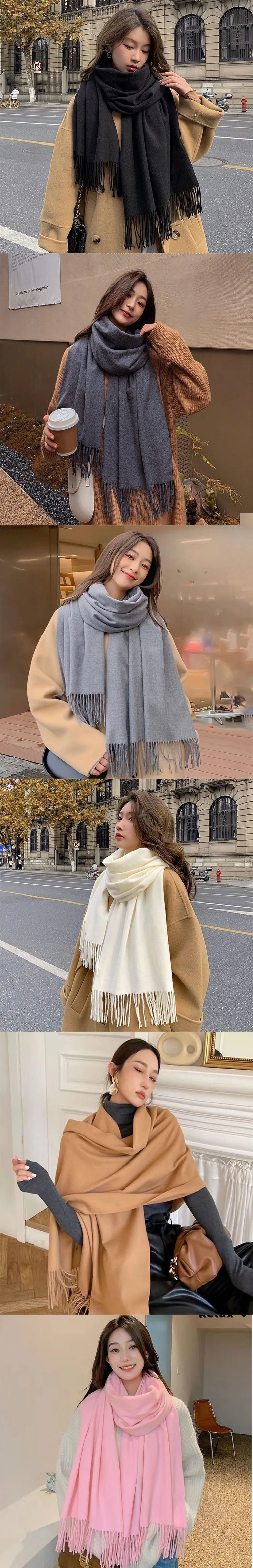 New Black Scarf Cashmere Woman Wool Ladies Scarf Warm Checkered Scarf Women's Winter Scarves XWJ07