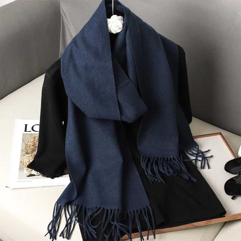 New 62 Color Winter Scarf For Women Long Warm Cashmere Scarves Hijab Solid Lady Shawl Wrap Female Pashmina Bandana Head Scarfs