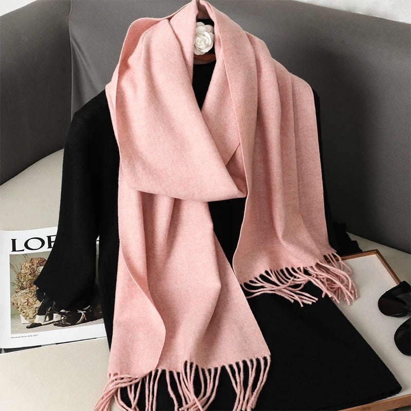 New 62 Color Winter Scarf For Women Long Warm Cashmere Scarves Hijab Solid Lady Shawl Wrap Female Pashmina Bandana Head Scarfs