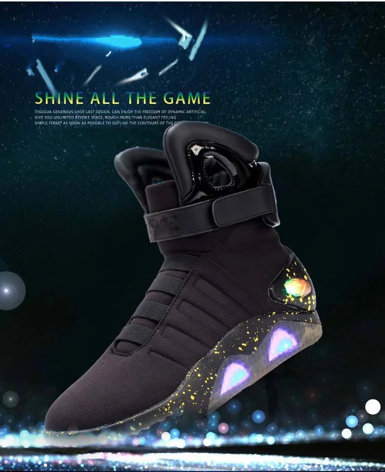 UncleJerry Men Boots Back To Future Adult USB Charging LED Shoes with Remote Control for Men and Women Boots for Party Mag 2024