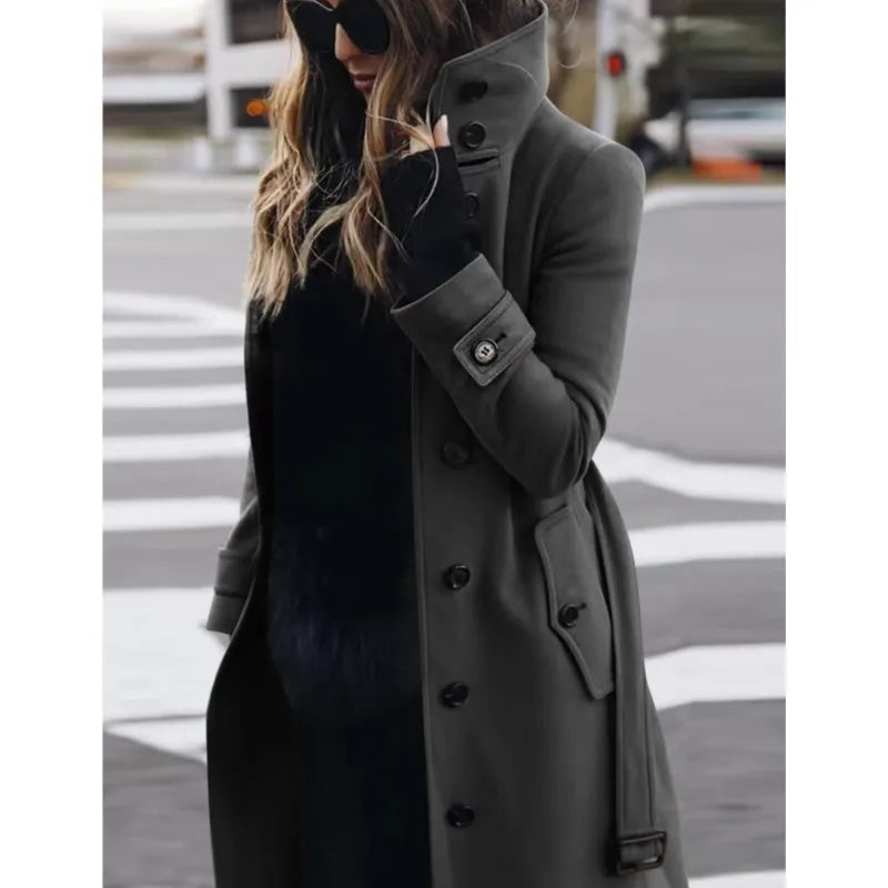 Women's Coat Outerwears Autumn Winter Warm Female Jackets Single Breasted Turn-down Collar Single Breasted Women's Clothes New