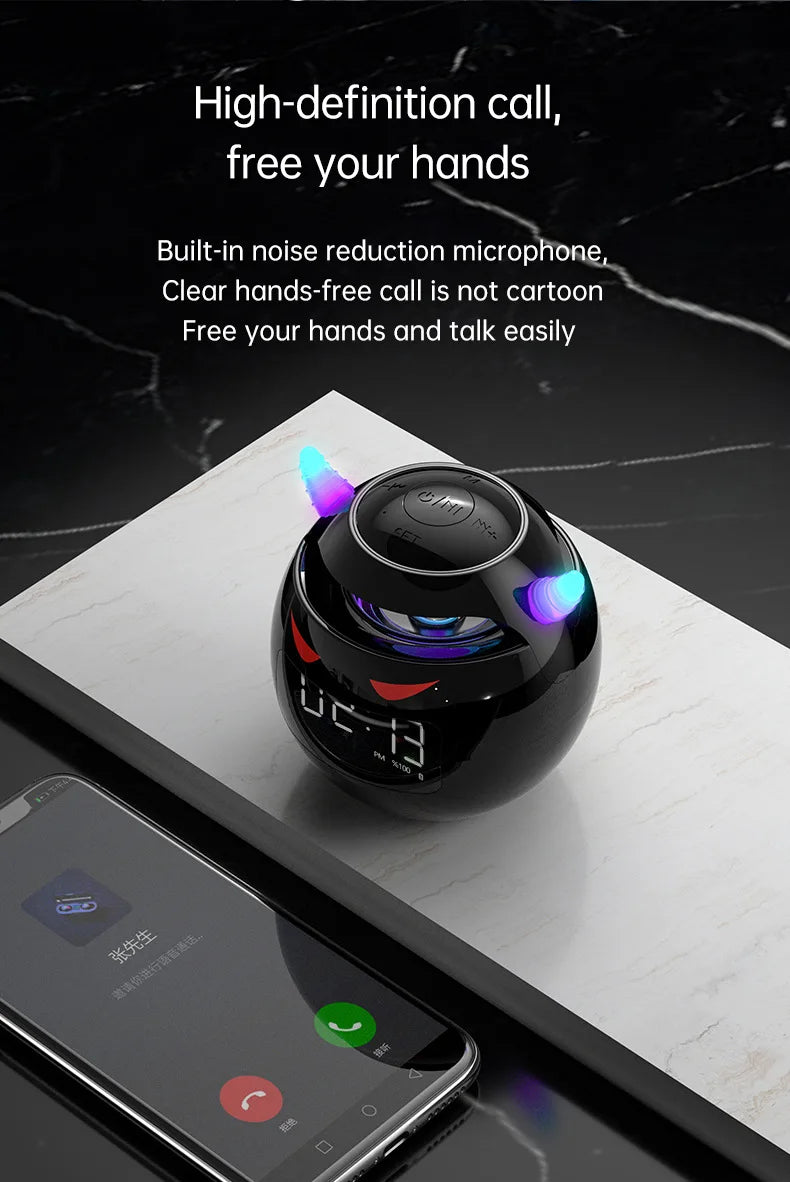 Little Devil Bluetooth Speaker Hifi Smart Voice Speaker Alarm Clock Stereo Mini Subwoofer Outdoor Pluggable Sd Card caixa de som