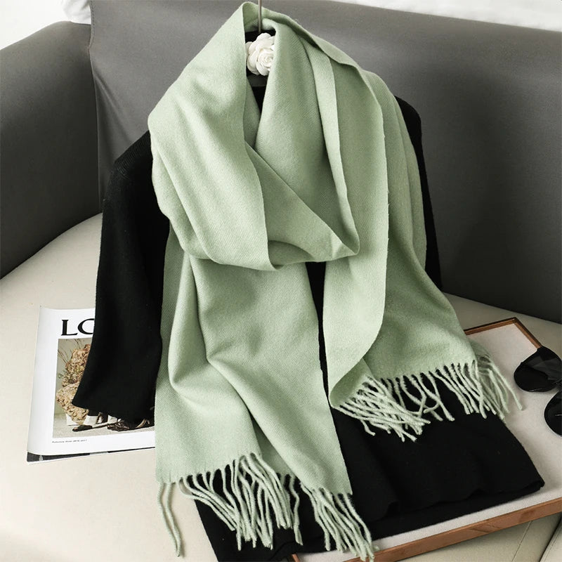 New 62 Color Winter Scarf For Women Long Warm Cashmere Scarves Hijab Solid Lady Shawl Wrap Female Pashmina Bandana Head Scarfs